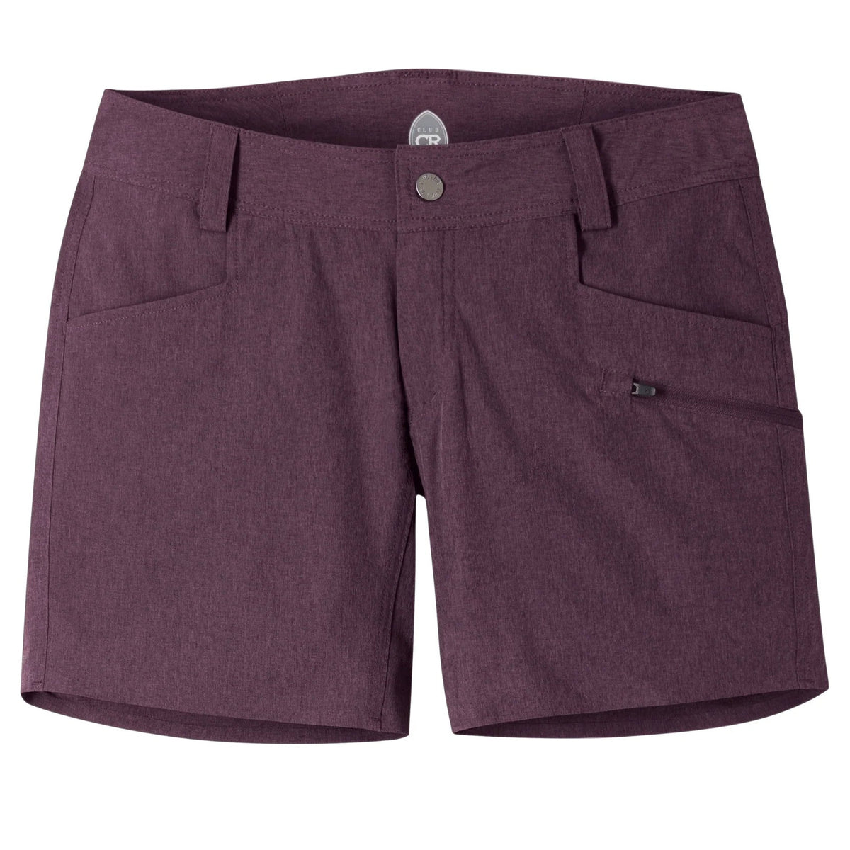 Purple women's bike shorts with zip pockets, ideal for mountain biking adventures