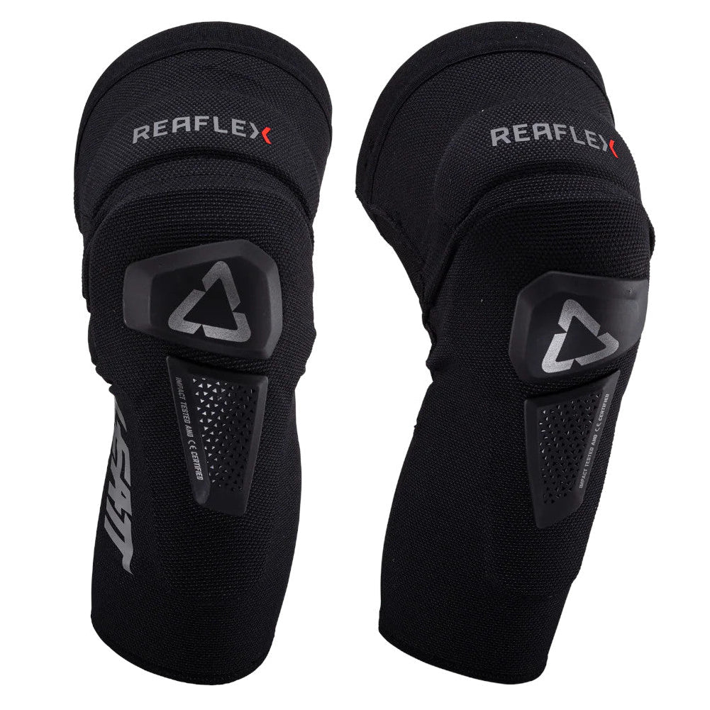 Black REAFLEX knee pads with impact protection for mountain biking
