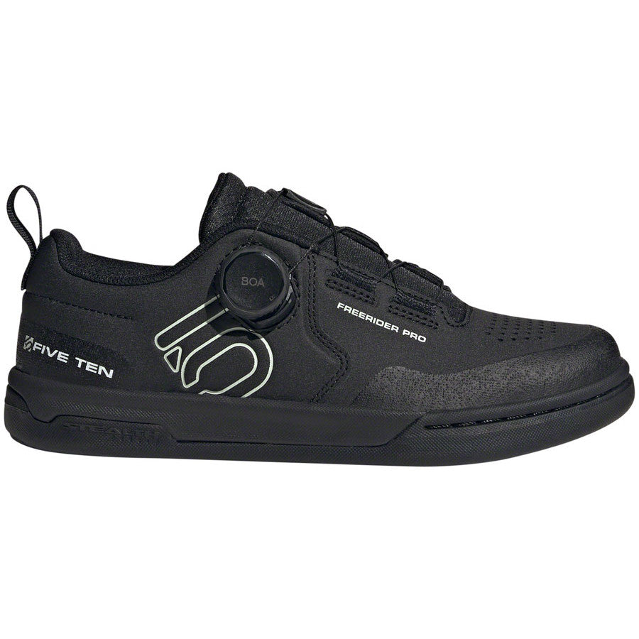 Five Ten Women's Freerider Pro BOA Flat Shoes, Core Black/Linen Green/Cloud White / 8