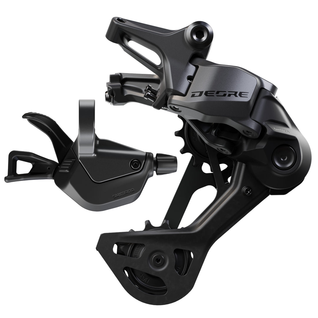 Shimano Deore rear derailleur and shifter for mountain bikes, black component set