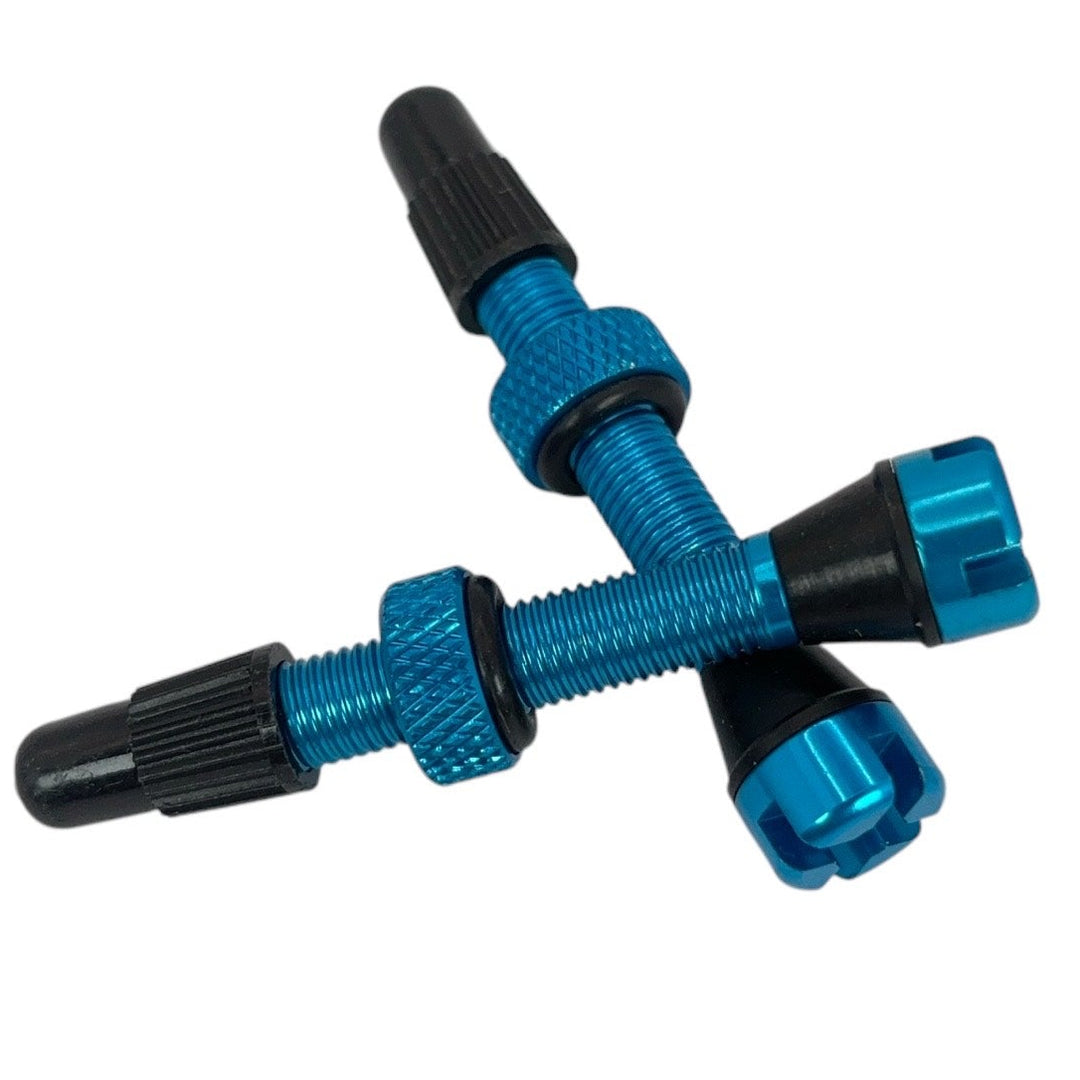 1 Pair MTB Tubeless Presta Valves – 46mm Black Aluminum, Fits Most Bike Types