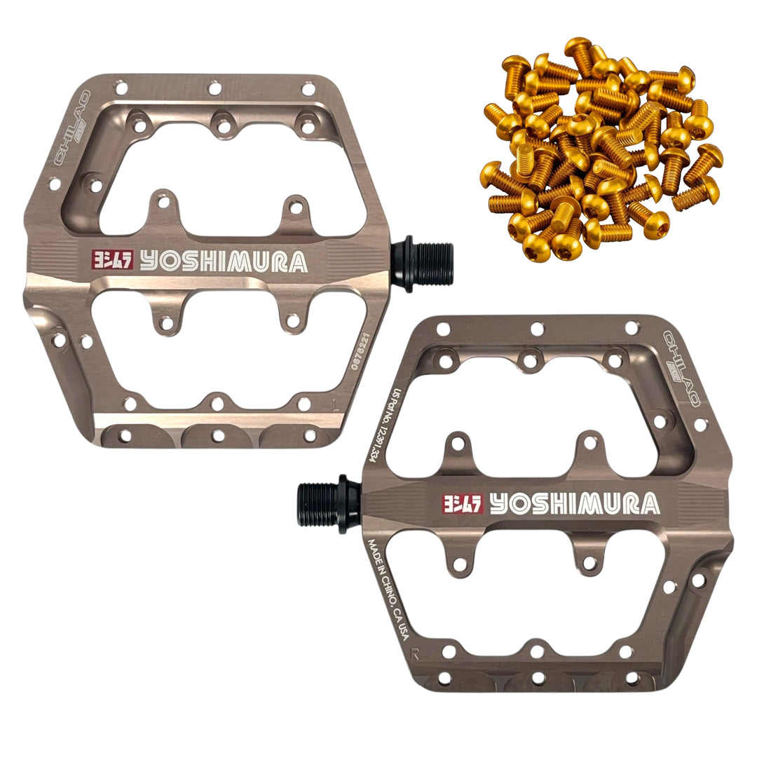 gold flat pedals Yoshimura Chilao SS Flat Pedals – Thunder Mountain Bikes