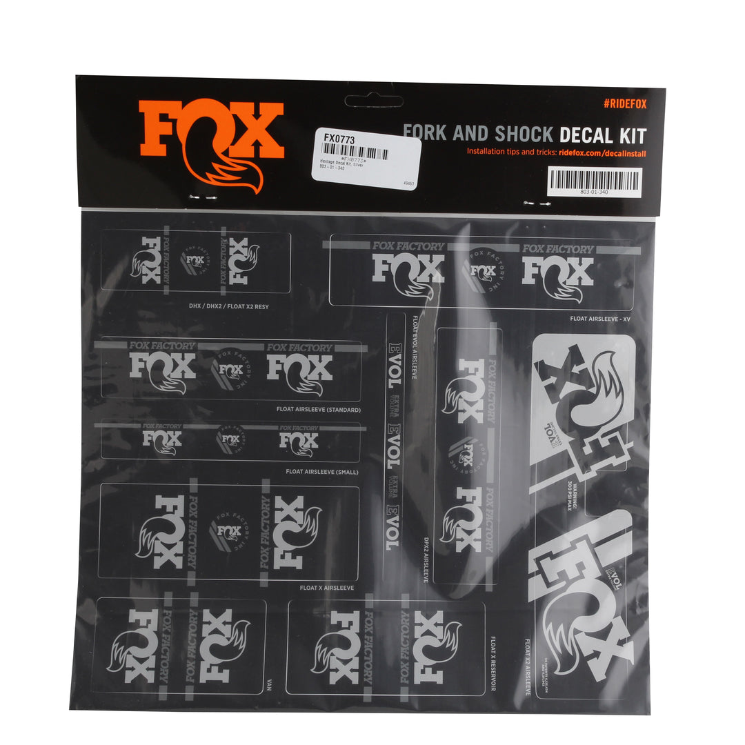 Fox Shox Heritage Decal Kit - Silver